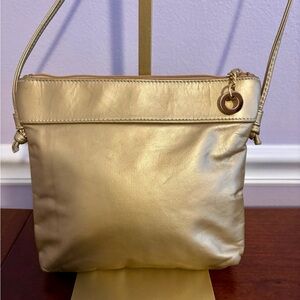 OHH! Ashley Metallic Gold Genuine Leather Shoulder Bag | Vintage USA Made | Chai
